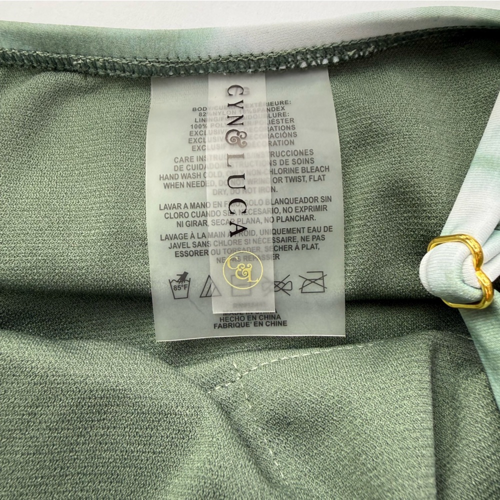 Cyn & Luca Green Tie Dye Ruched Side Drawstring One Piece Swimsuit - Picture 6 of 8